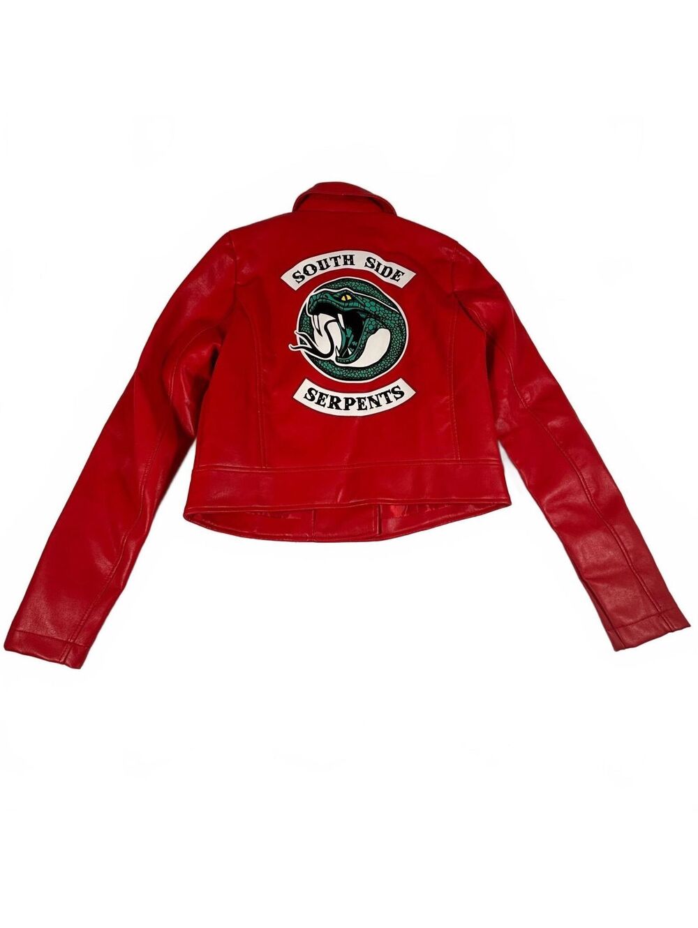 Riverdale South Side Serpents Cheryl Blossom Red Faux Leather Zip Jacket S/M NWT
